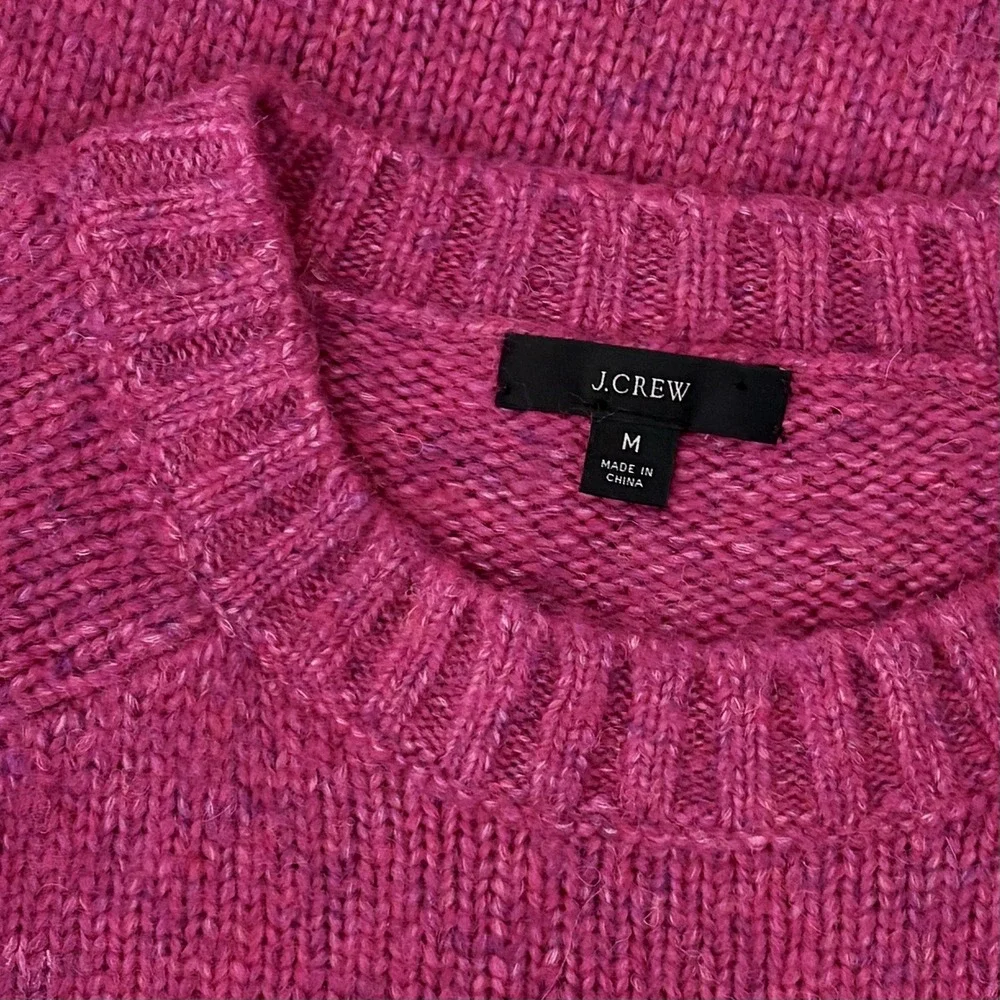 J. CREW Alpaca Blend Crewneck Sweater Pink‎ Merino Wool Heathered Fuchsia Medium